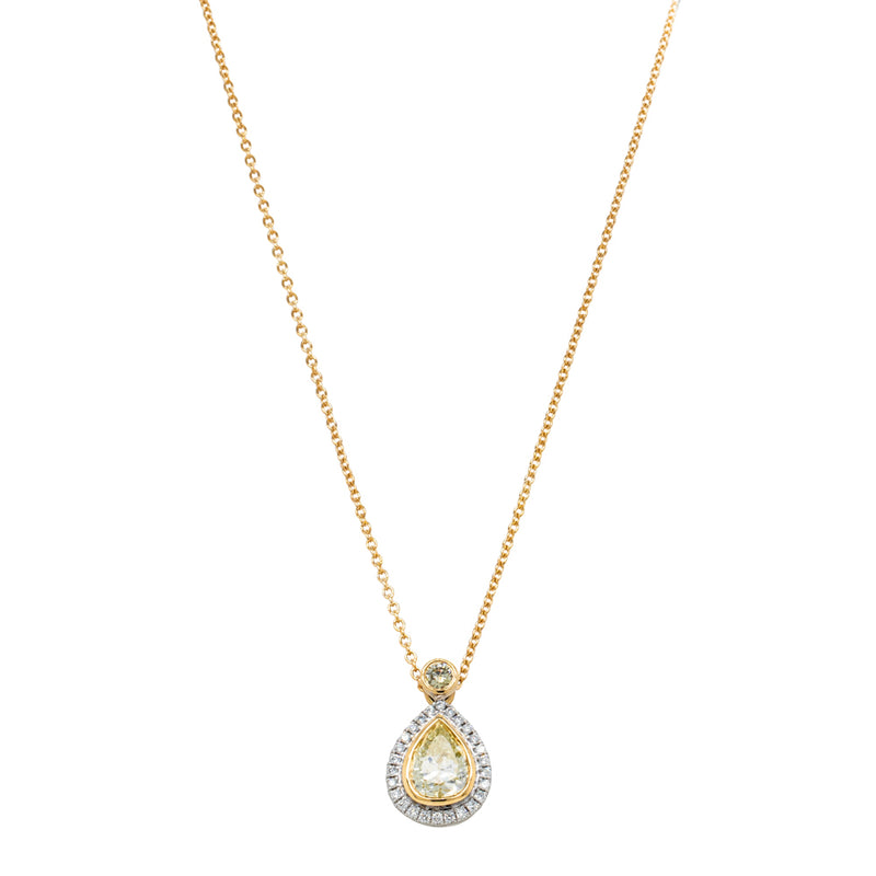 18ct White Gold Yellow Diamond Pendant-Necklace-Walker & Hall