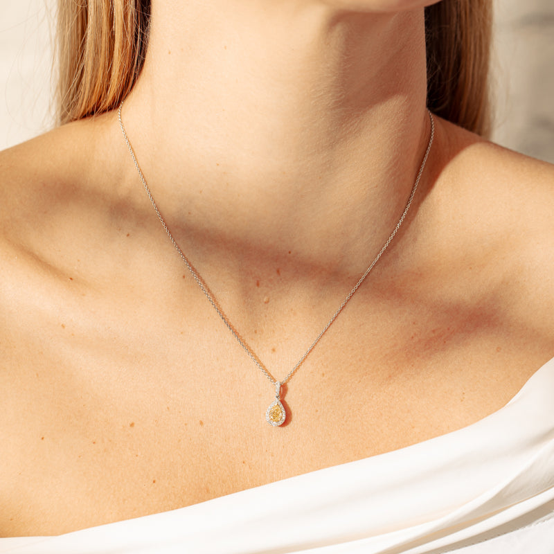18ct White Gold .72ct Yellow Diamond Necklace-Necklace-Walker & Hall