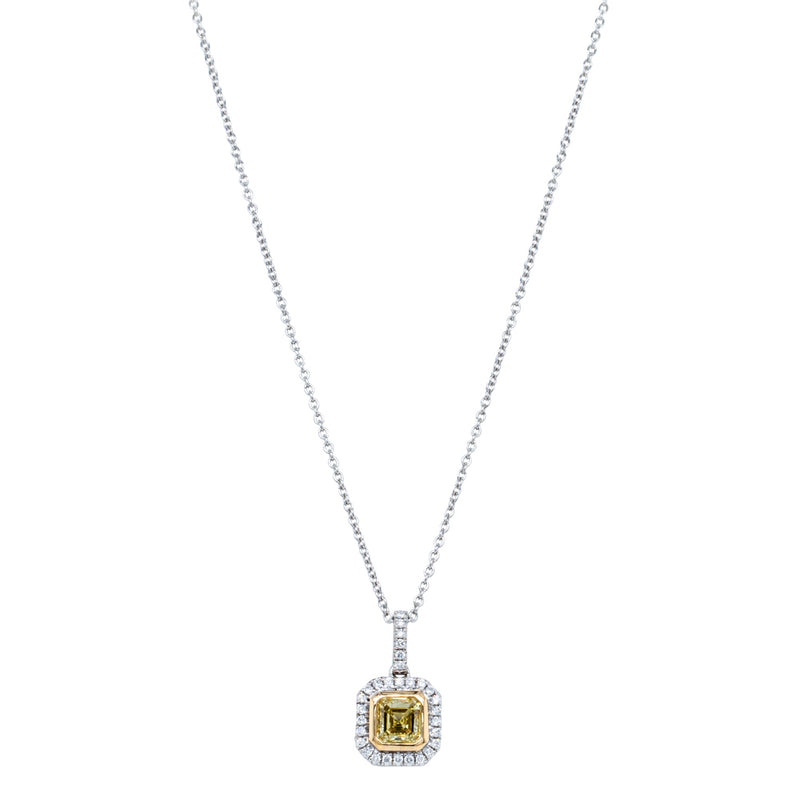 18ct White Gold 1.20ct Yellow Diamond Isla Pendant-Necklace-Walker & Hall