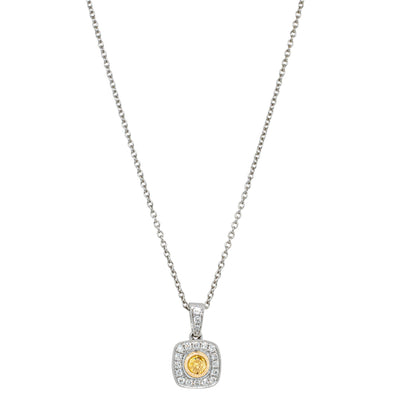 18ct White Gold .16ct Yellow Diamond Pendant-Necklace-Walker & Hall