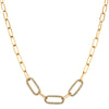 9ct Yellow Gold .21ct Diamond Paperclip Link Necklace-Necklace-Walker & Hall