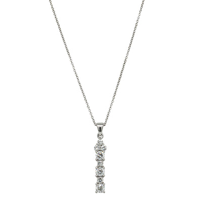 Deja Vu 18ct White Gold 1.20ct Diamond Drop Pendant-Necklace-Walker & Hall