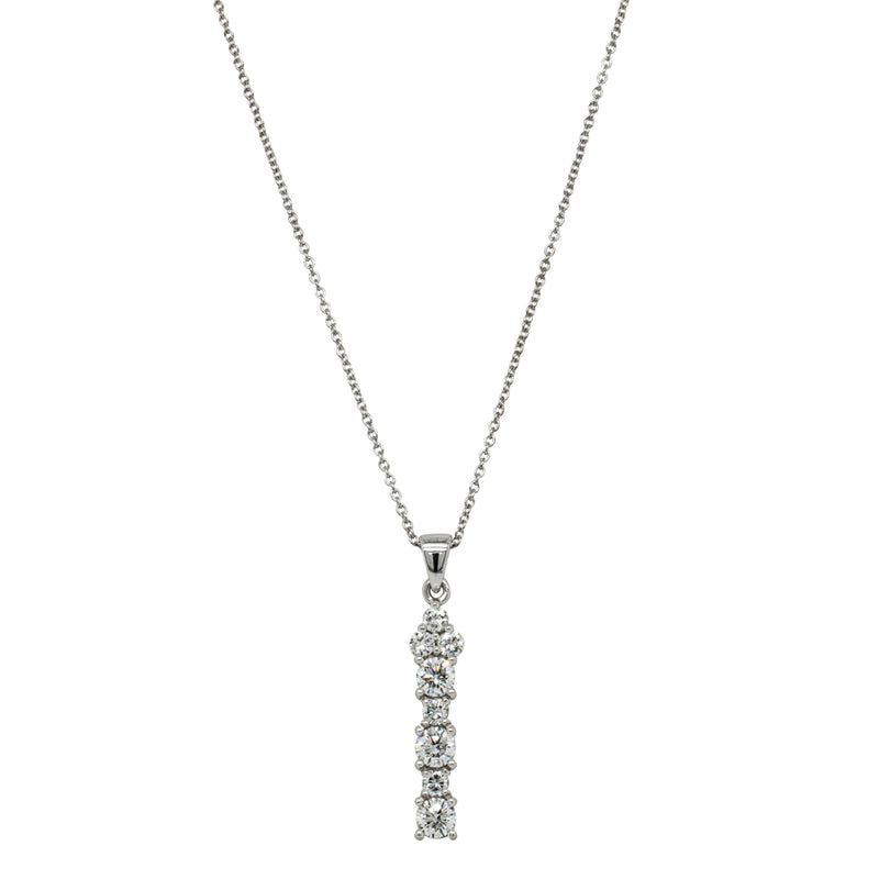 Deja Vu 18ct White Gold 1.20ct Diamond Drop Pendant-Necklace-Walker & Hall