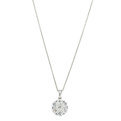 18ct White Gold 2.00ct Diamond Lotus Pendant-Necklace-Walker & Hall