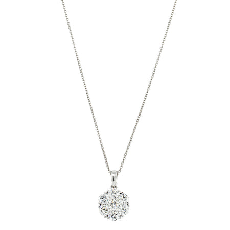 18ct White Gold 2.00ct Diamond Lotus Pendant-Necklace-Walker & Hall