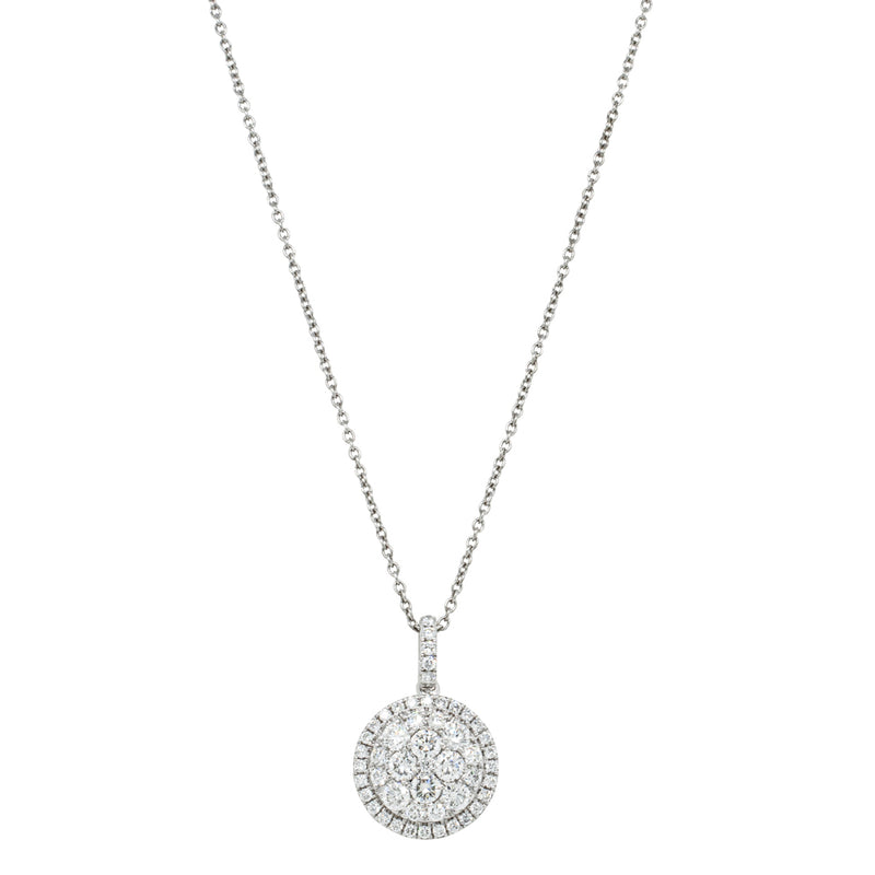 Deja Vu 18ct White Gold 1.34ct Diamond Cluster Pendant-Necklace-Walker & Hall