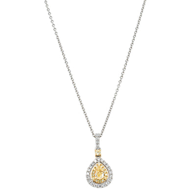 18ct White & Yellow Gold .33ct Yellow Diamond Pendant-Necklace-Walker & Hall