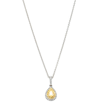 18ct White & Yellow Gold .29ct Yellow Diamond Pendant-Necklace-Walker & Hall