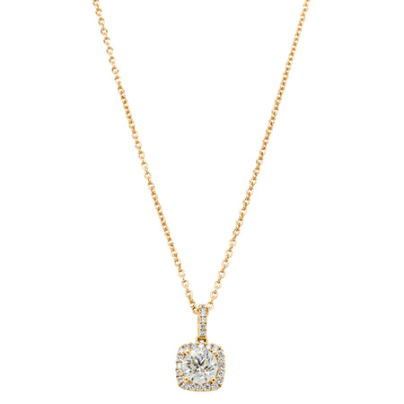 18ct Yellow Gold .68ct Reclaimed Diamond Peony Pendant-Necklace-Walker & Hall