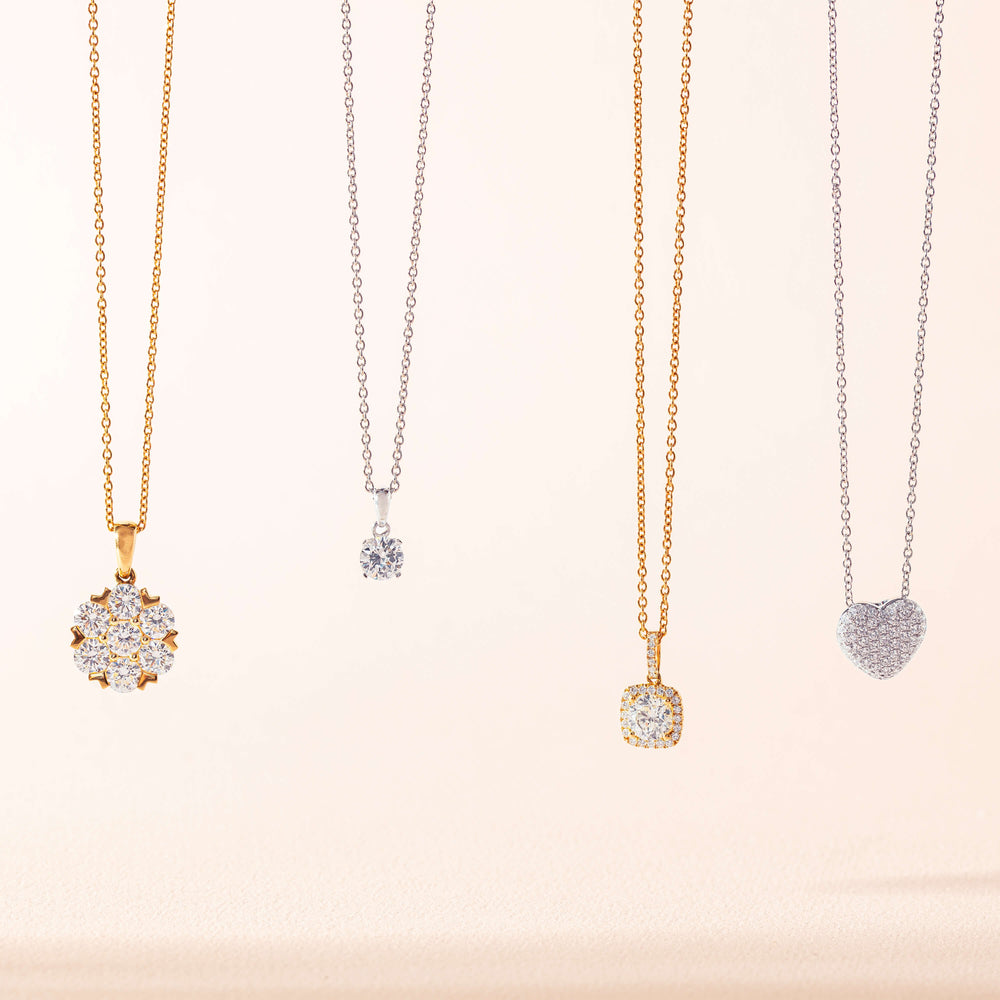 18ct Yellow Gold 2.00ct Diamond Lotus Pendant-Necklace-Walker & Hall