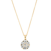 18ct Yellow Gold 2.00ct Diamond Lotus Pendant-Necklace-Walker & Hall