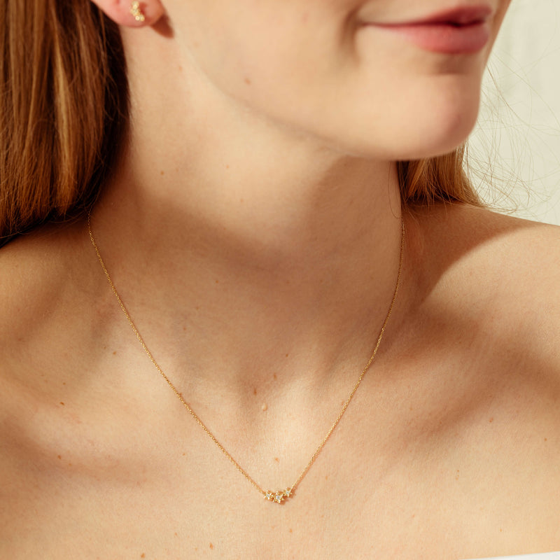 9ct Yellow Gold Diamond Stars Pendant-Necklace-Walker & Hall