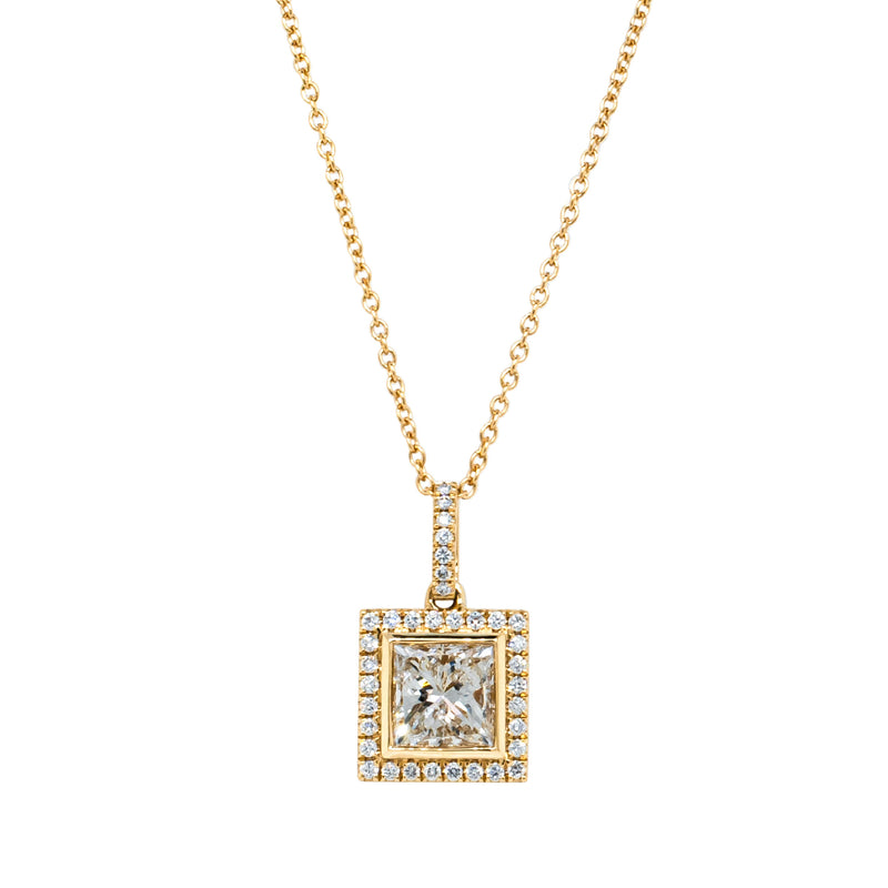 18ct Yellow Gold 1.52ct Reclaimed Diamond Pendant-Necklace-Walker & Hall