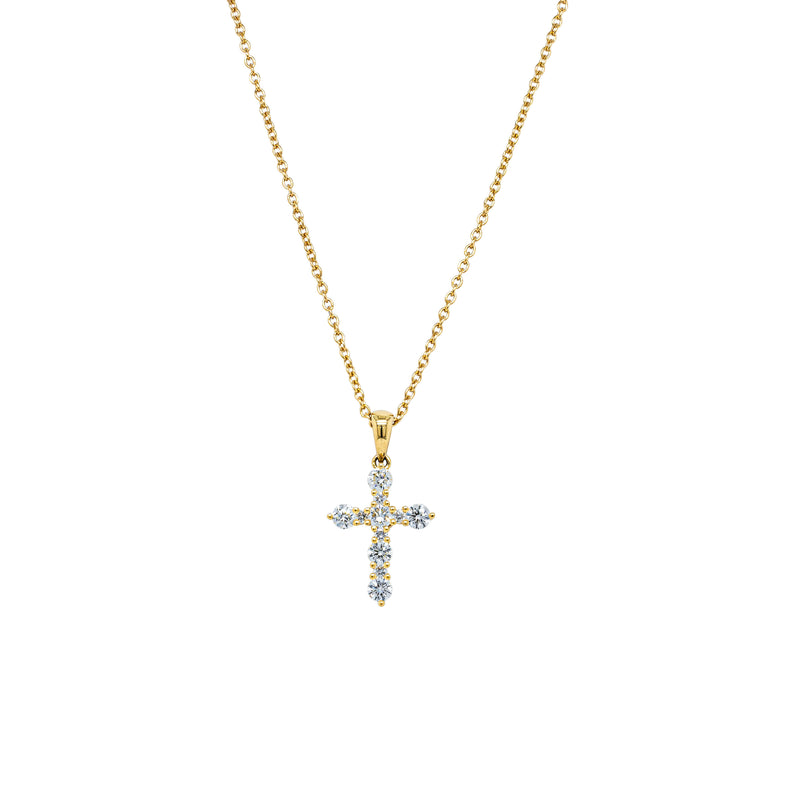 18ct Yellow Gold .45ct Diamond Cross Pendant-Necklace-Walker & Hall