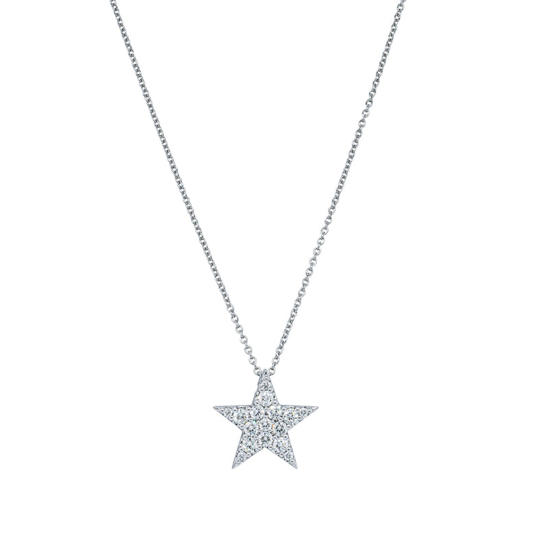 18ct White Gold .64ct Diamond Star Pendant-Necklace-Walker & Hall