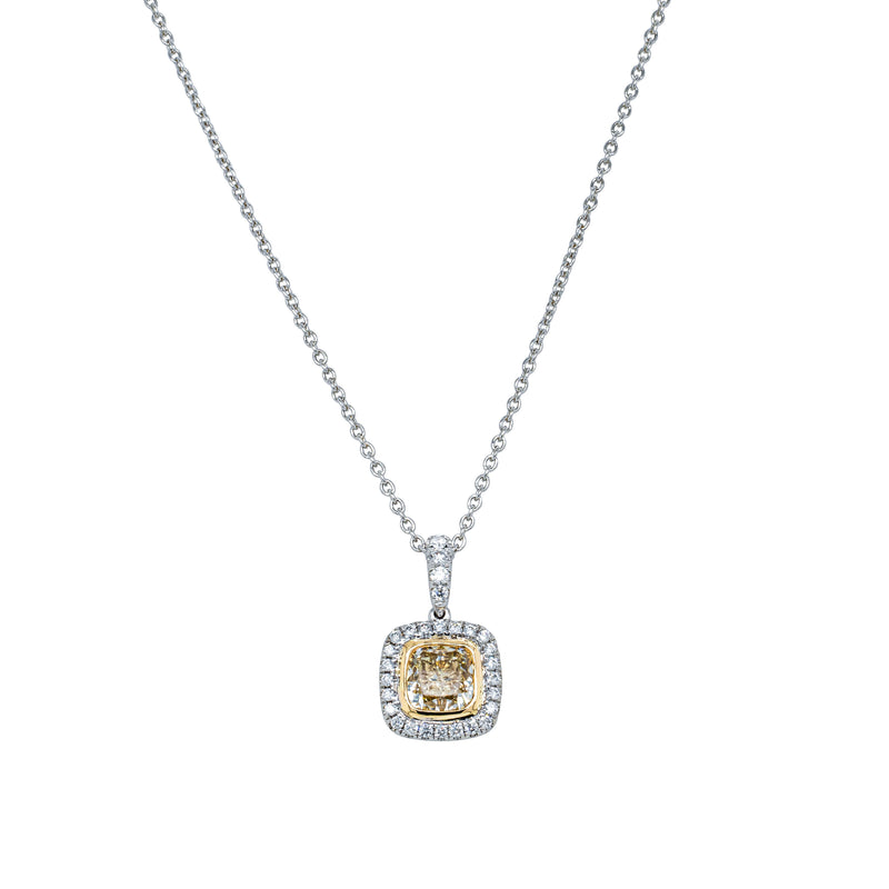 18ct White Gold 1.15ct Yellow Diamond Isla Pendant-Necklace-Walker & Hall
