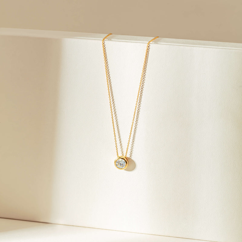 18ct Yellow Gold 1.50ct Reclaimed Diamond Pendant-Necklace-Walker & Hall