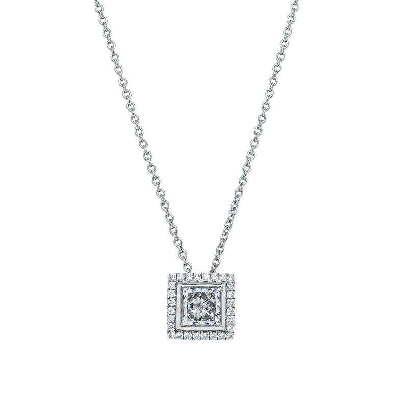 18ct White Gold 1.02ct Reclaimed Diamond Pendant-Necklace-Walker & Hall