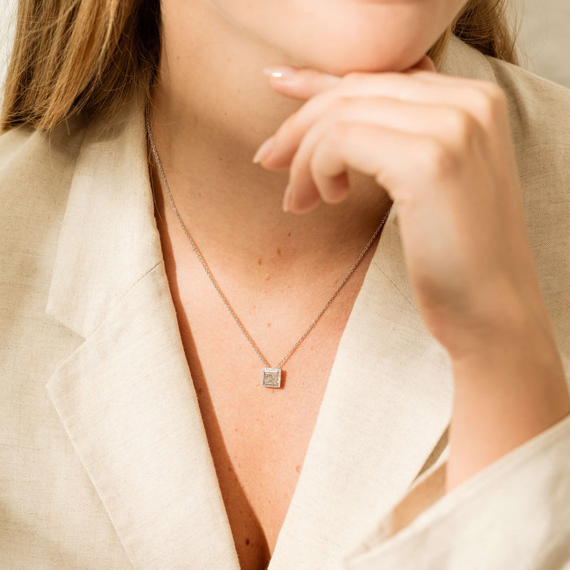 18ct White Gold 1.02ct Reclaimed Diamond Pendant-Necklace-Walker & Hall