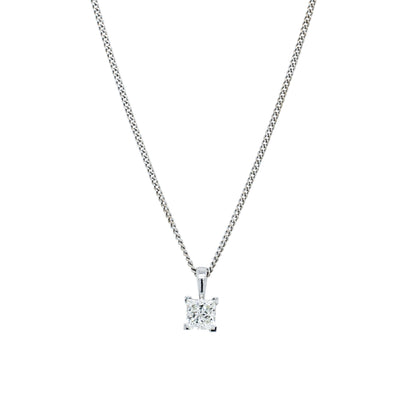 Deja Vu 18ct White Gold .45ct Princess Cut Diamond Pendant-Necklace-Walker & Hall