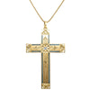 Vintage 17ct Yellow Gold .15ct Diamond Engraved and Enamelled Cross Pendant-Necklace-Walker & Hall