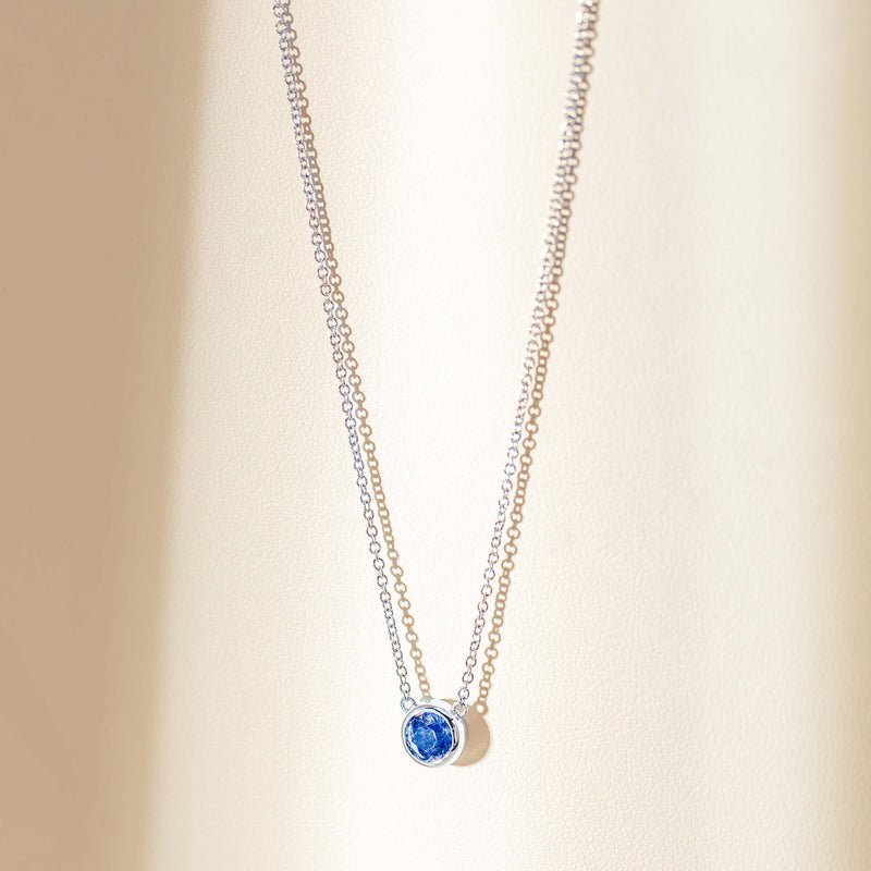 18ct White Gold 1.03ct Sapphire Natalia Pendant-Necklace-Walker & Hall