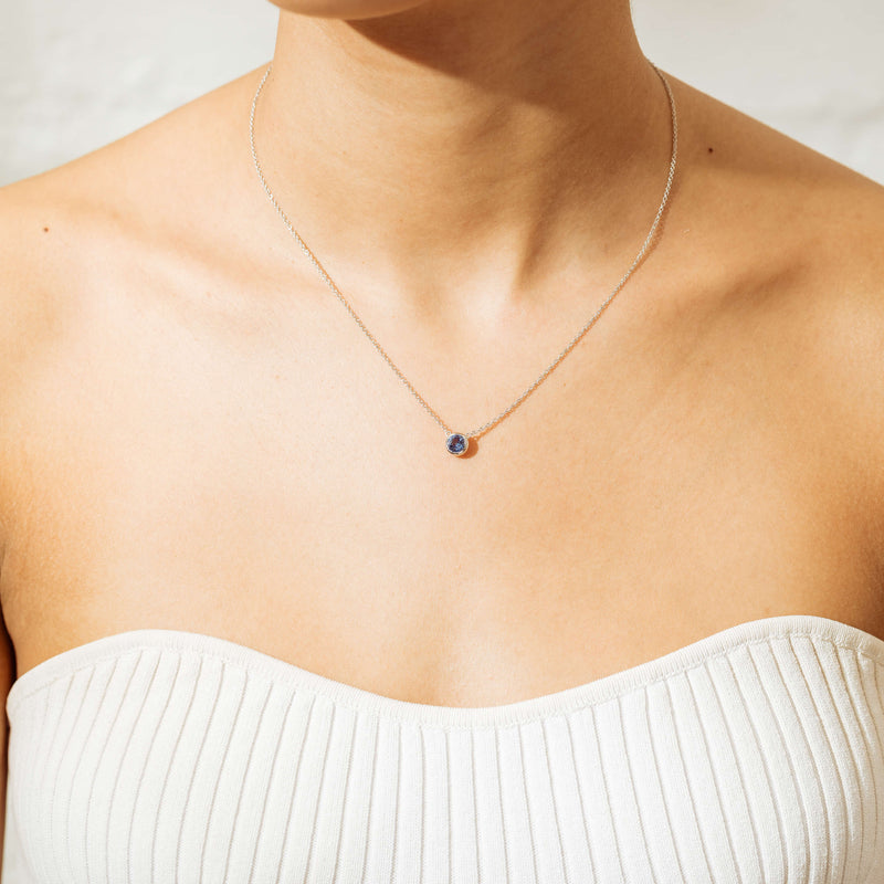 18ct White Gold 1.03ct Sapphire Natalia Pendant-Necklace-Walker & Hall
