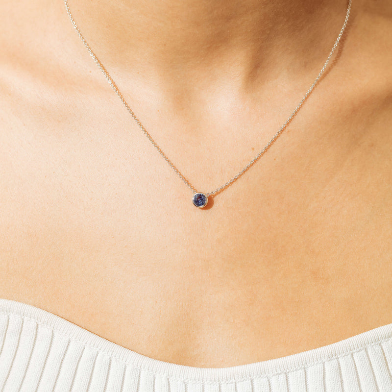 18ct White Gold 1.03ct Sapphire Natalia Pendant-Necklace-Walker & Hall