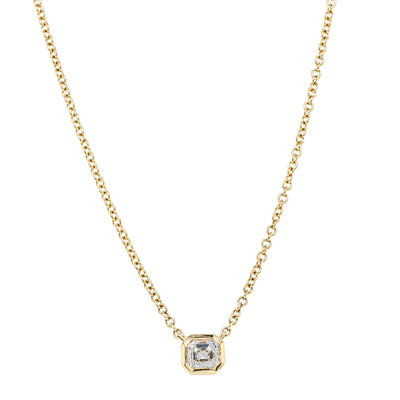18ct Yellow Gold .41ct Assher Cut Diamond Natalia Pendant-Necklace-Walker & Hall