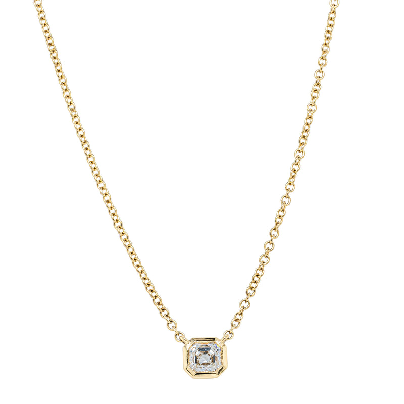 18ct Yellow Gold .41ct Assher Cut Diamond Natalia Pendant-Necklace-Walker & Hall