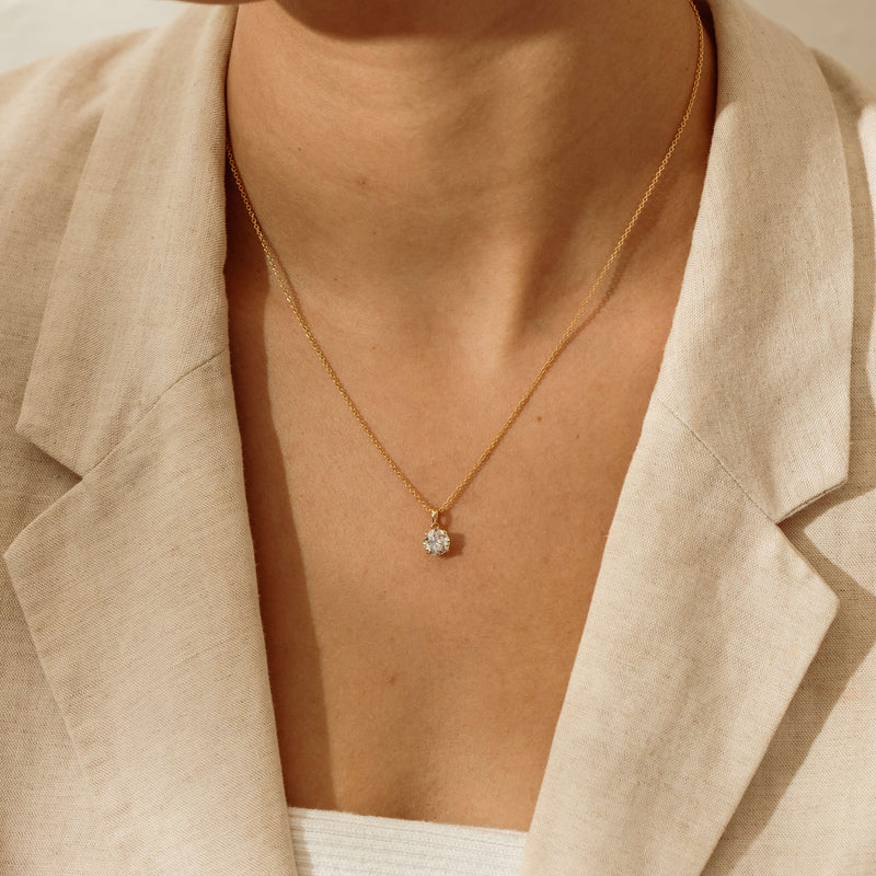 18ct Yellow Gold 1.09ct Reclaimed Diamond Blossom Pendant - Necklace - Walker & Hall