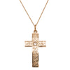 Vintage 9ct Rose Gold .36ct Diamond Engraved Cross Pendant - Necklace - Walker & Hall