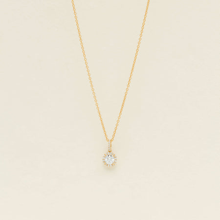 18ct Yellow Gold .50ct Reclaimed Diamond Peony Pendant - Necklace - Walker & Hall