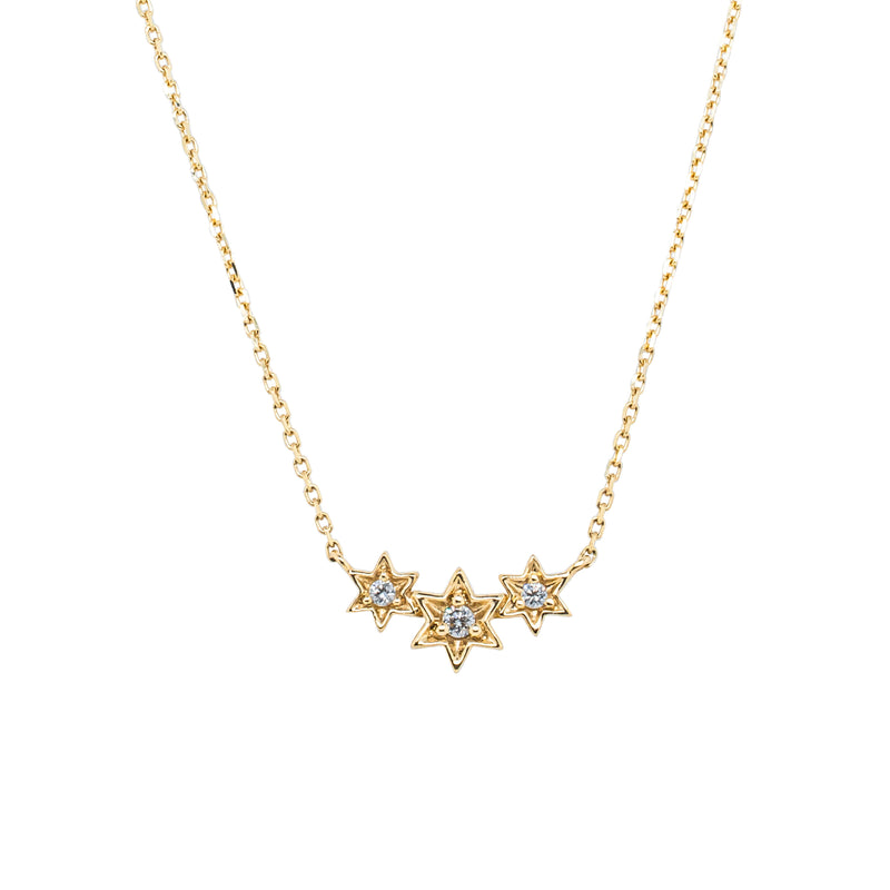 9ct Yellow Gold Diamond Stars Pendant-Necklace-Walker & Hall