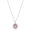 18ct White & Rose Gold 1.64ct Morganite & Diamond Halo Pendant-Necklace-Walker & Hall