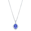 18ct White Gold Tanzanite & Diamond Halo Pendant-Necklace-Walker & Hall