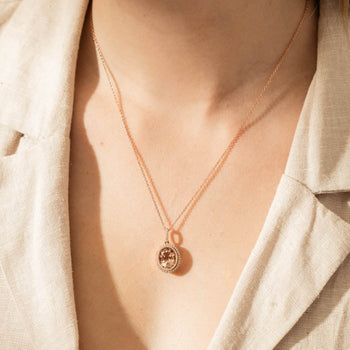 18ct Rose Gold Morganite & Diamond Halo Pendant-Necklace-Walker & Hall