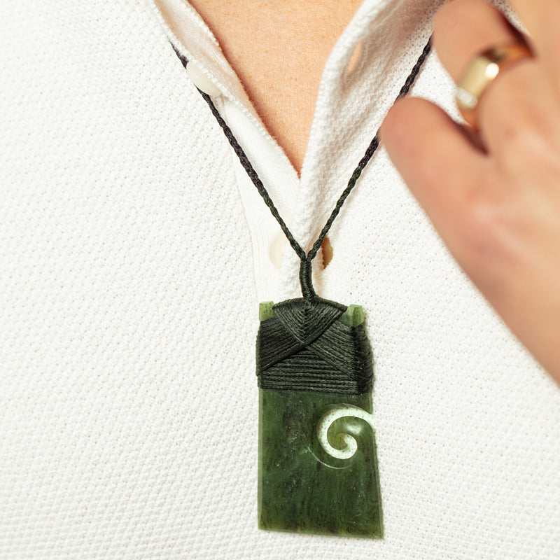 NZ Greenstone Koru & Toki Pendant-Necklace-Walker & Hall