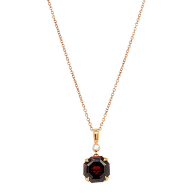 18ct Rose Gold Garnet & Diamond Octavia Pendant-Necklace-Walker & Hall