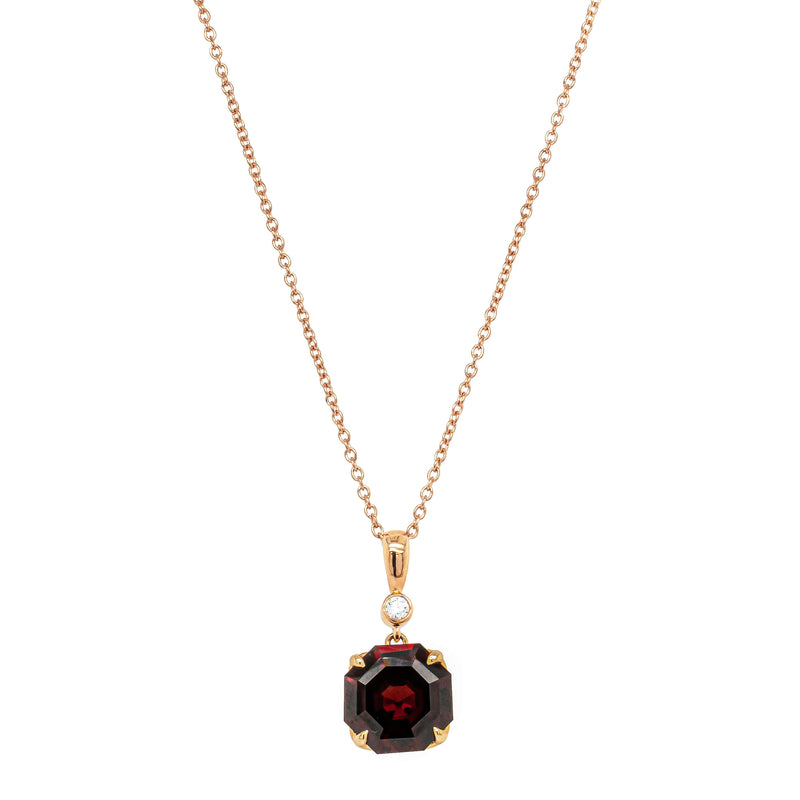 18ct Rose Gold Garnet & Diamond Octavia Pendant-Necklace-Walker & Hall