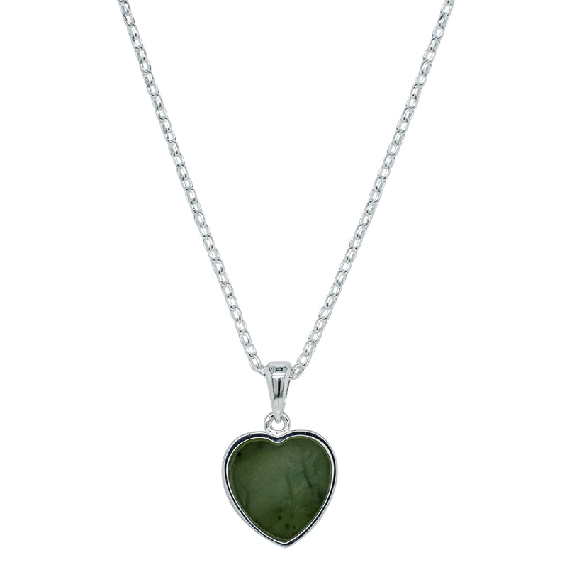 Sterling Silver Pounamu Heart Pendant-Necklace-Walker & Hall