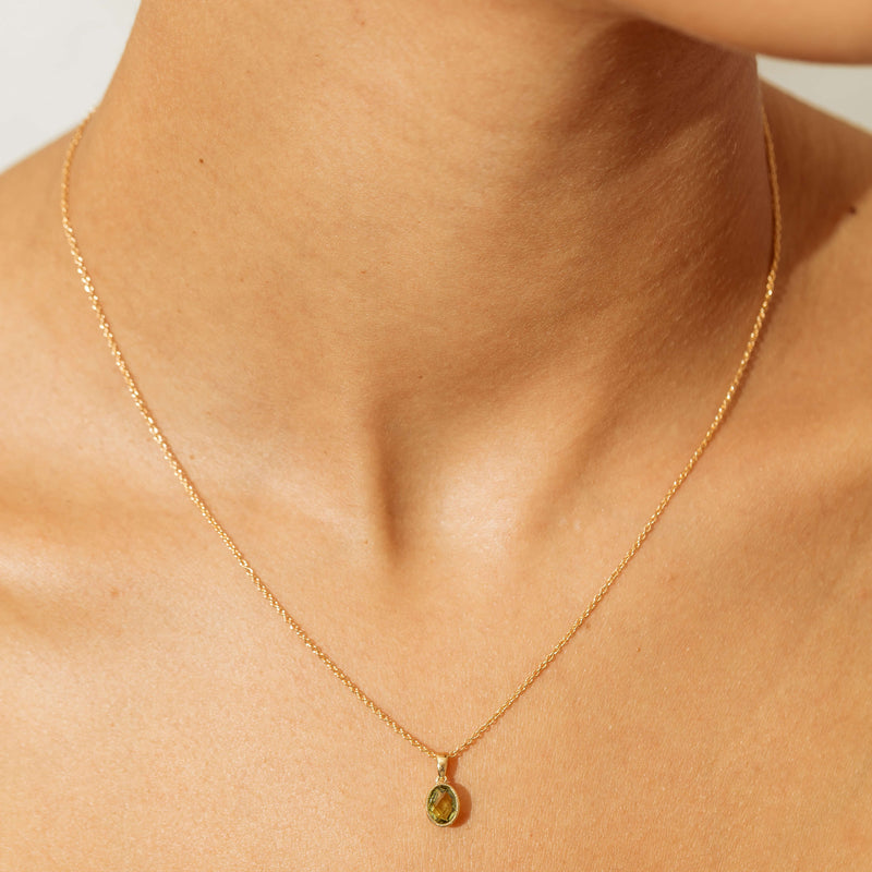 9ct Yellow Gold Peridot Lemongrass Pendant-Necklace-Walker & Hall