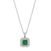 18ct White Gold 1.23ct Emerald & Diamond Pendant - Necklace - Walker & Hall