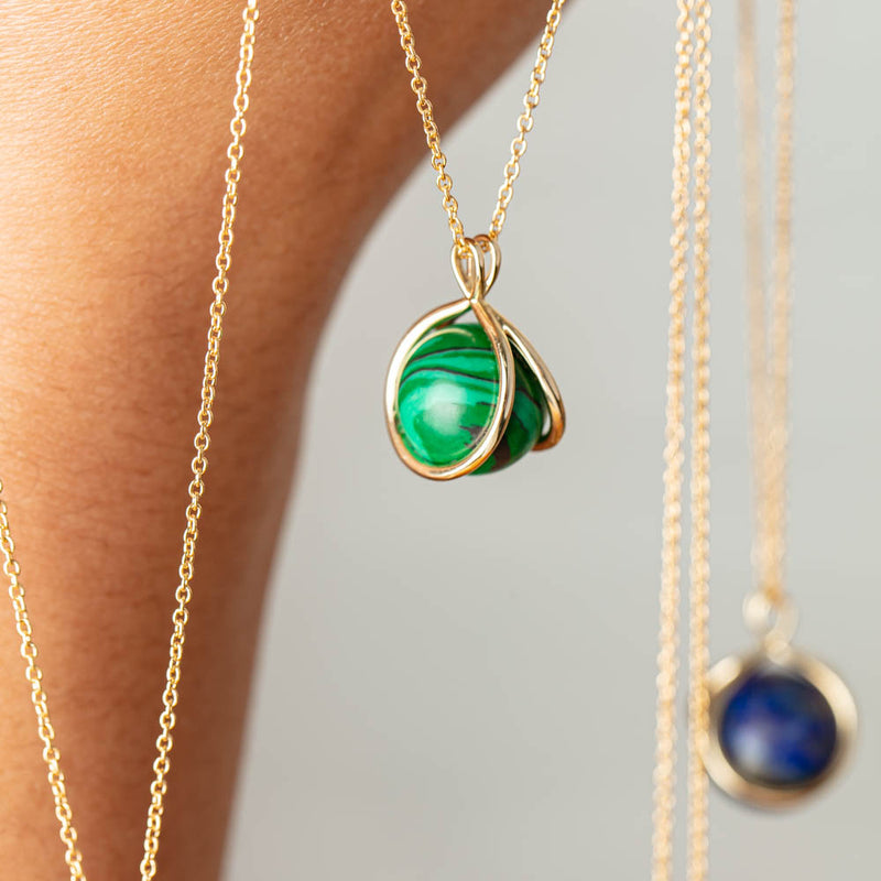 9ct Yellow Gold Malachite - Of Spirit Mindfulness Pendant-Necklace-Walker & Hall