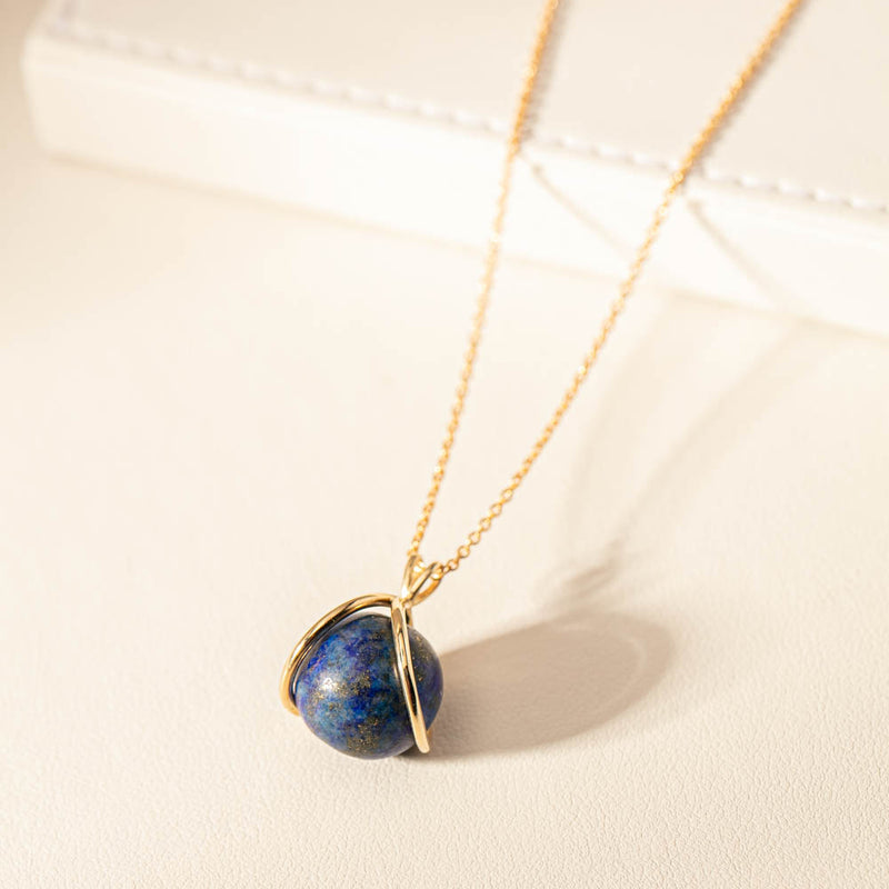 9ct Yellow Gold Lapis - Of Body Mindfulness Pendant-Necklace-Walker & Hall