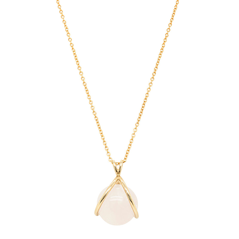 9ct Yellow Gold Rose Quartz - Of Feelings Mindfulness Pendant-Necklace-Walker & Hall