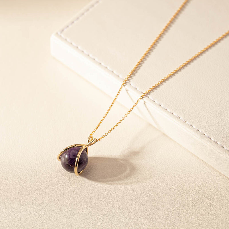 9ct Yellow Gold Amethyst - Of Thought Mindfulness Pendant-Necklace-Walker & Hall