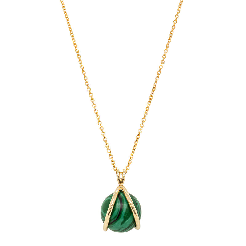 9ct Yellow Gold Malachite - Of Spirit Mindfulness Pendant-Necklace-Walker & Hall