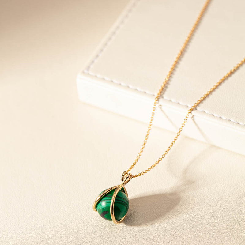 9ct Yellow Gold Malachite - Of Spirit Mindfulness Pendant-Necklace-Walker & Hall