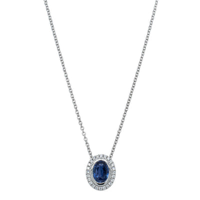 18ct White Gold Sapphire & Diamond Isla Pendant-Necklace-Walker & Hall